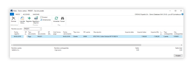 Contabilización cobros en efectivo 2