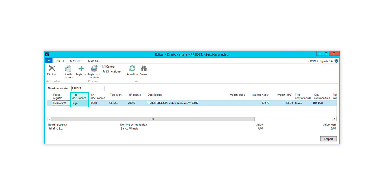 Tipo de documento: Pago