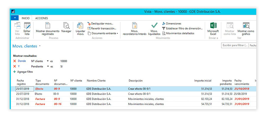 Comprobar los movimientos