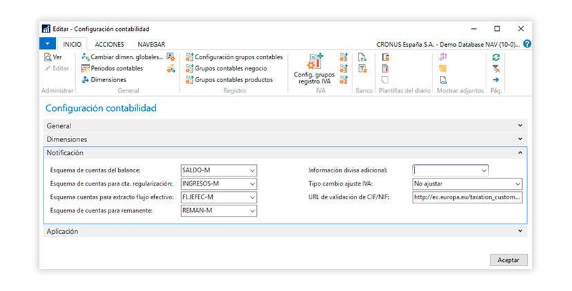 Configuración de contabilidad