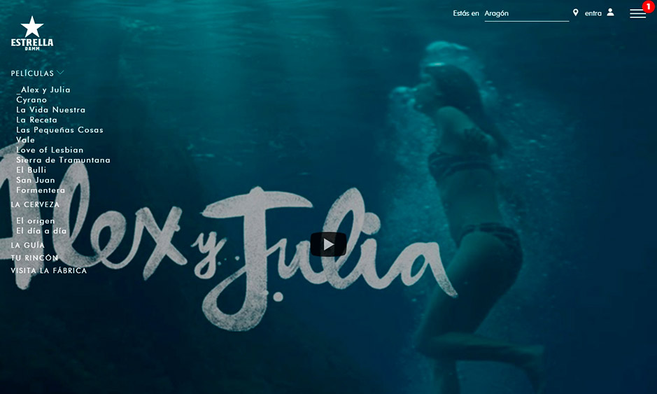 Estrella Damm como ejemplo de video a pantalla completa.